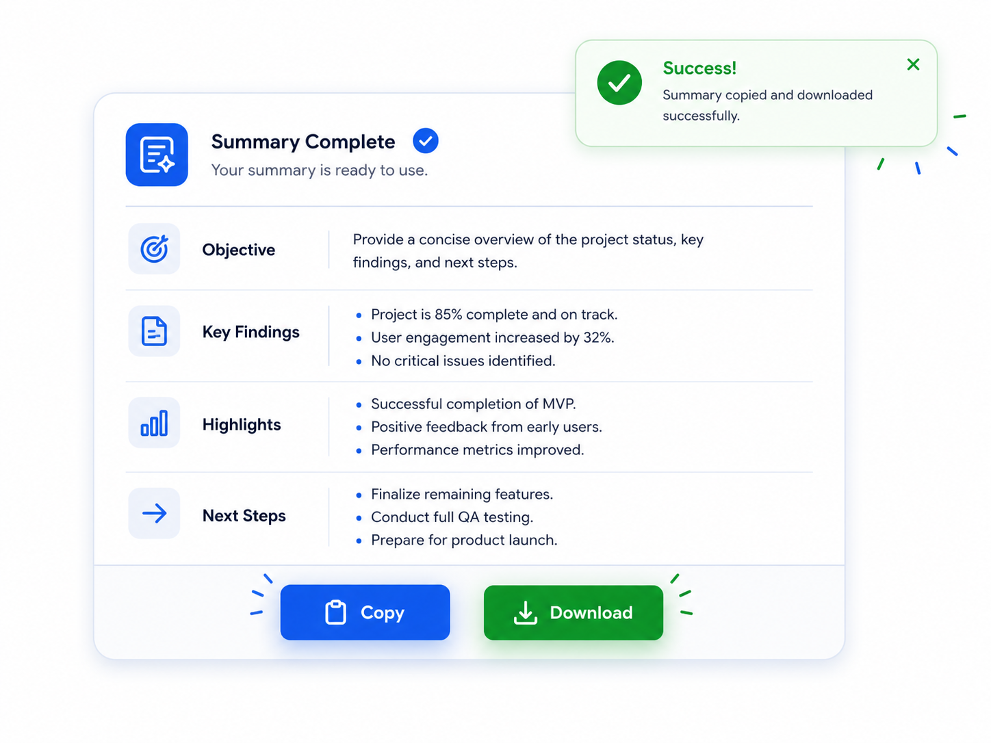 Instant copy and download